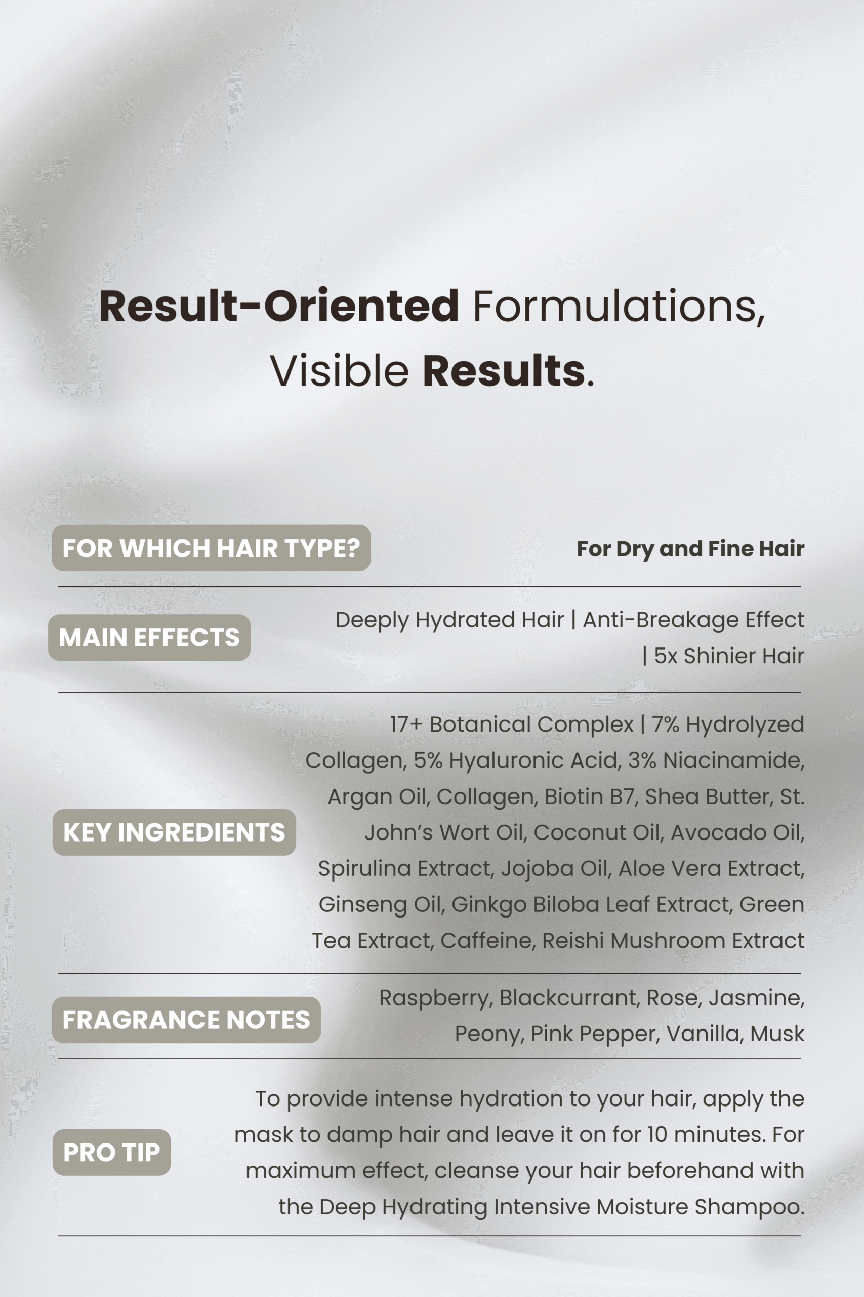 Mască Profesională MATSU Deep Hydrating – Tratament de Umplere cu Acid Hialuronic și Nutriție (350ml)